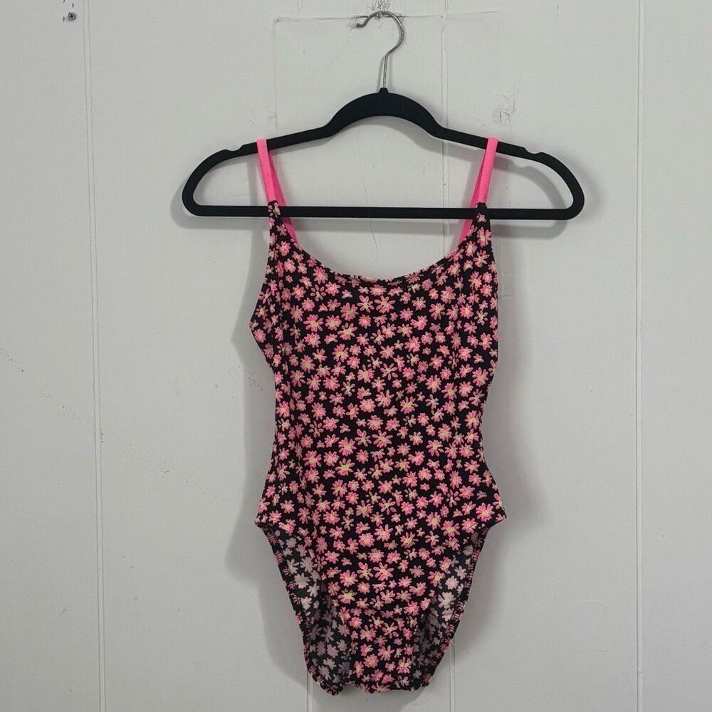 Vintage Pacific Connections Neon Pink Daisy‎ One Piece Swimsuit Medium